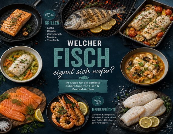 Übersicht geeigneter Fischarten zum Braten, Grillen, Backen, Dünsten, Räuchern und für Fischsuppe