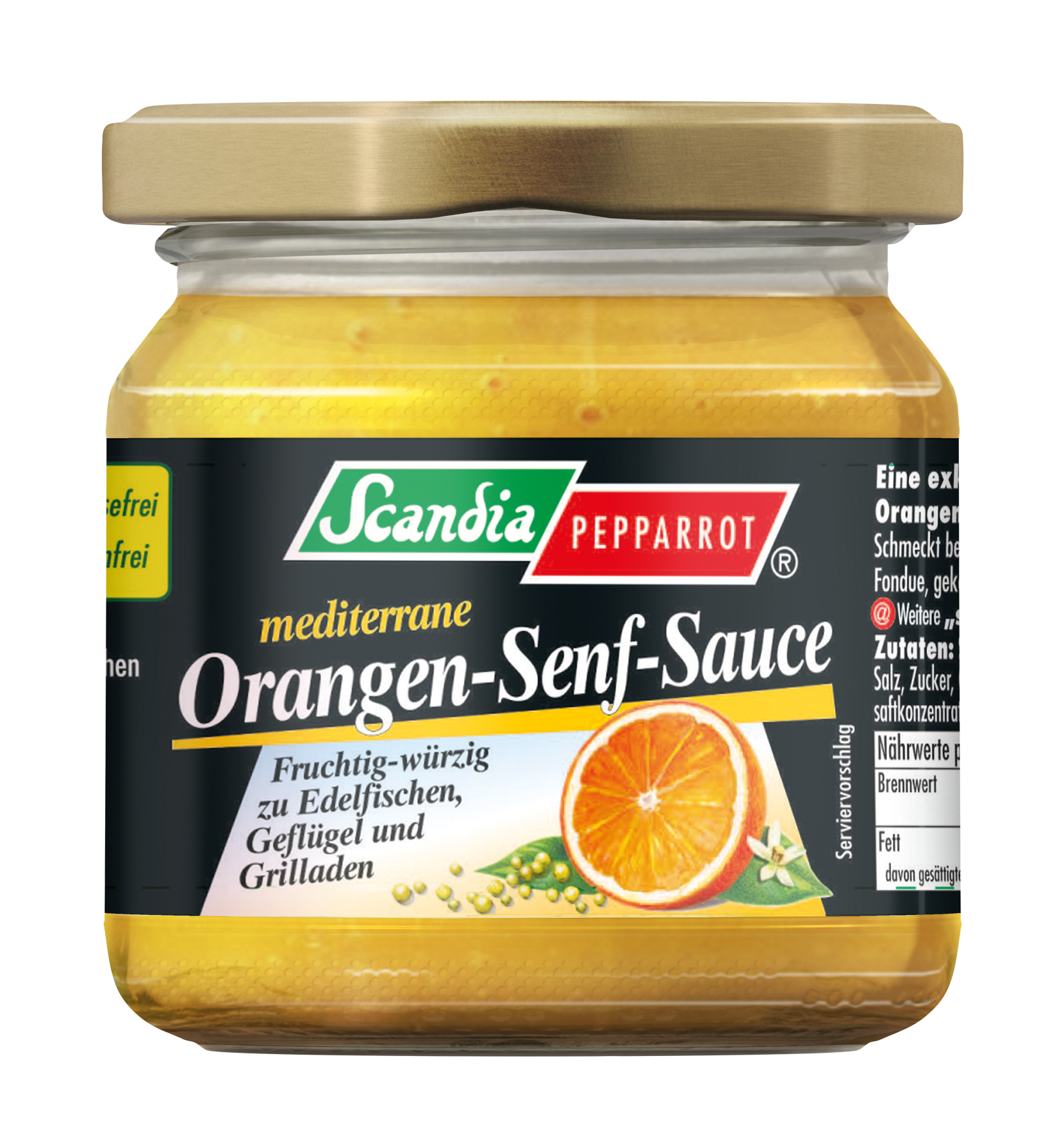Glas Orangen-Senf-Sauce 